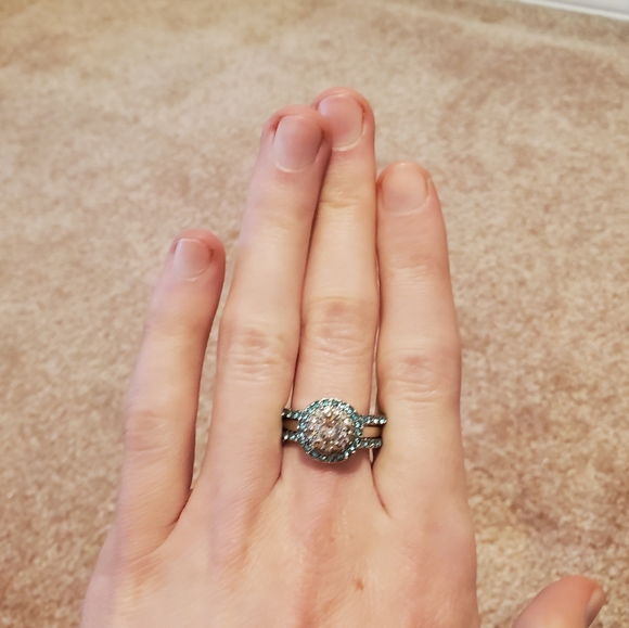 Teal light blue 3 piece ring size 7 - Picture 2 of 5